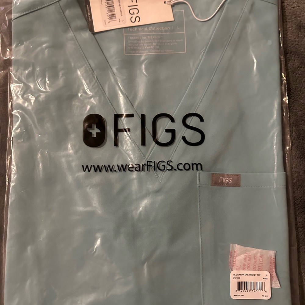 Figs Catarina Scrub Top, Large, Sea Glass